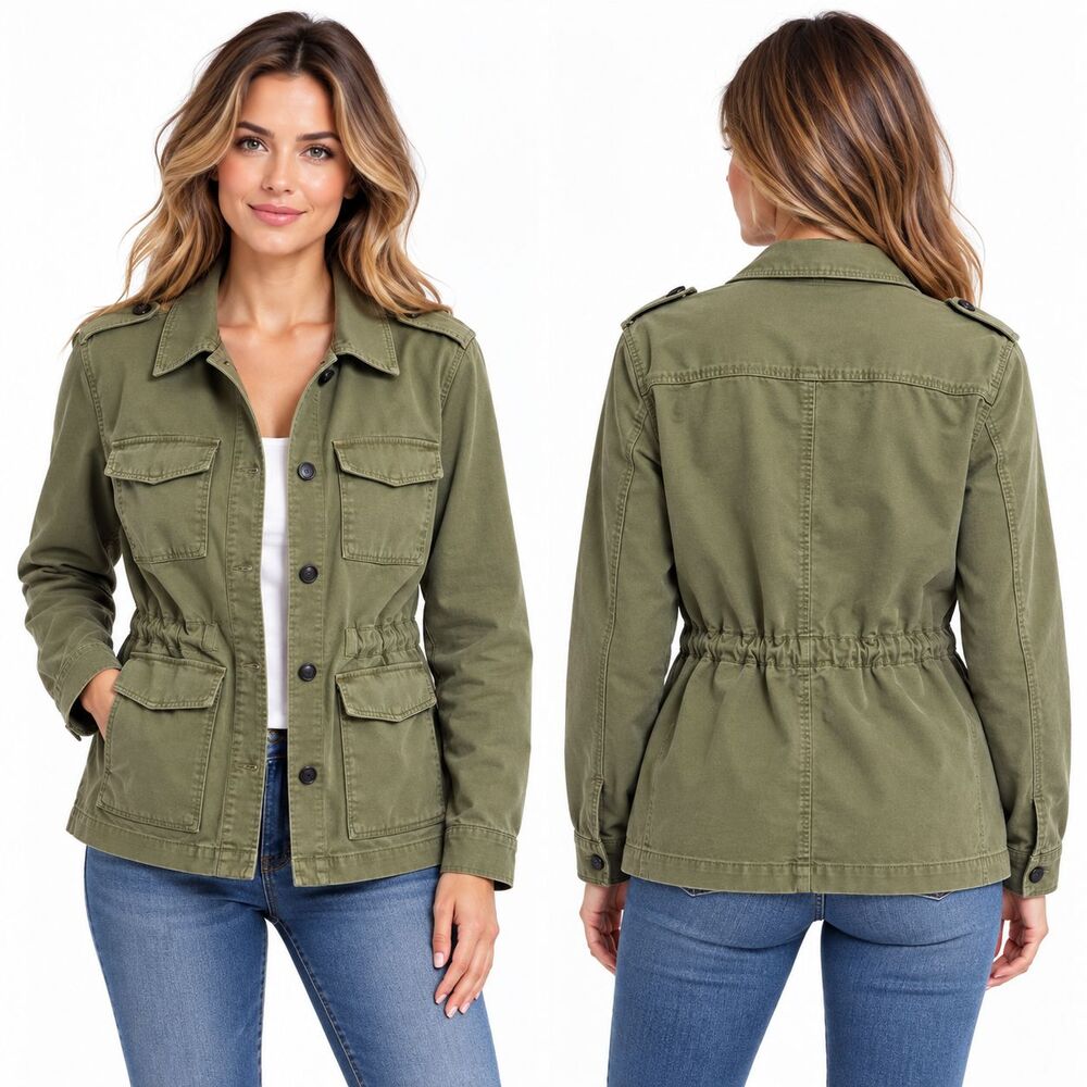 Banana Republic Women S Classic Utility Jacket Deep Olive Military Safari